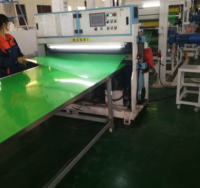 PET sheet with green PE Film covering